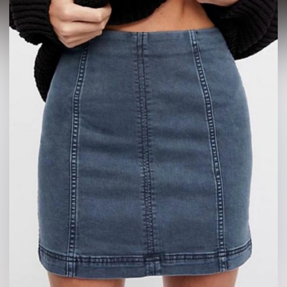 Free People Indigo Mini Skirt